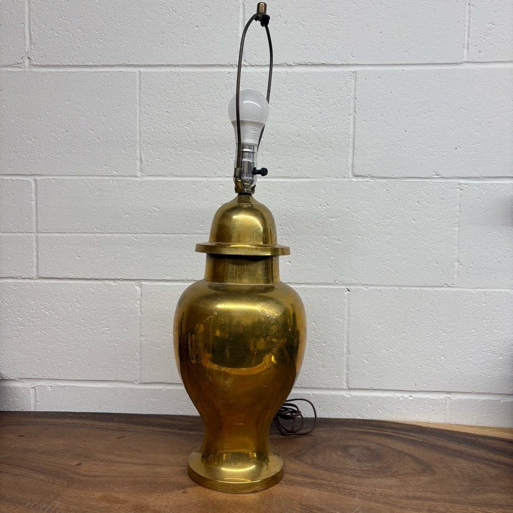 Large 28” Tall Vintage Brass Urn or Ginger Jar Lamp